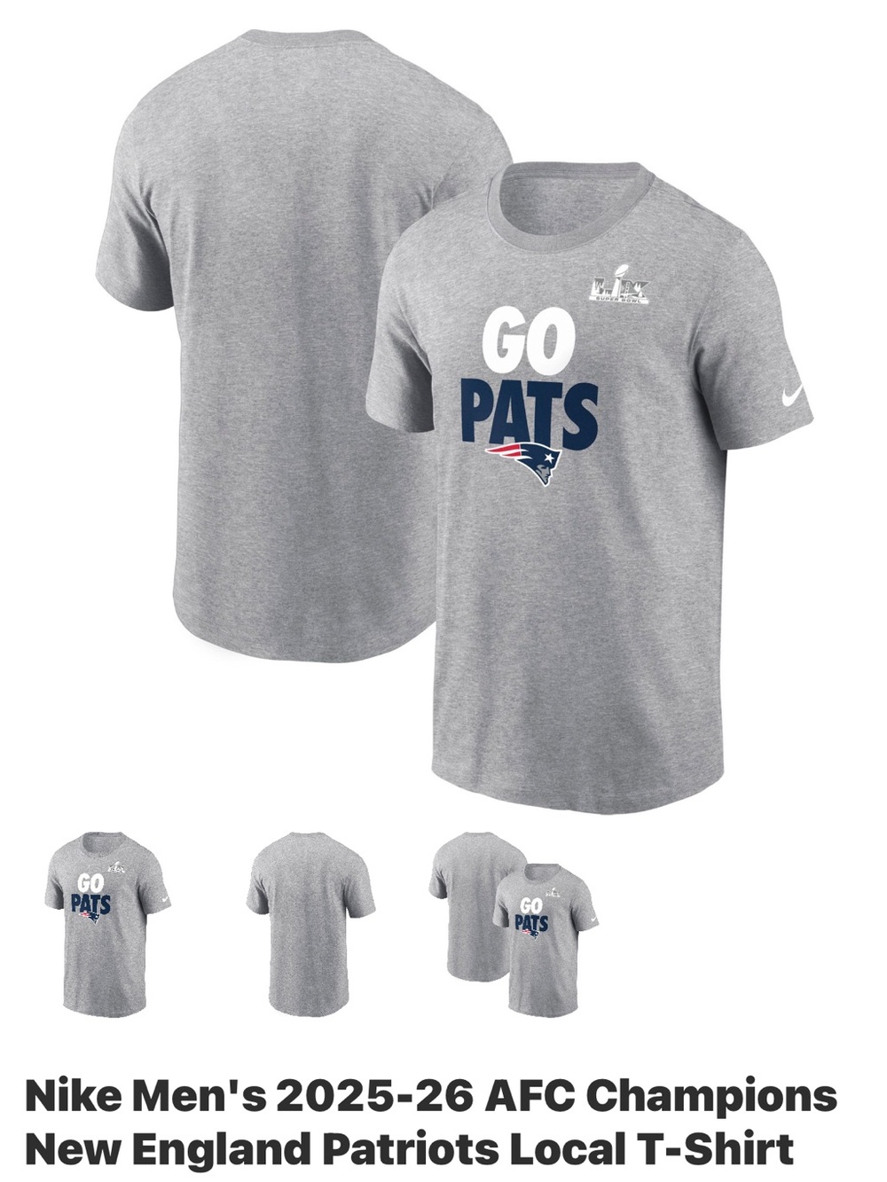 Nike Men’s 2025-206 AFC Champions New England Patriots T shirt size large NWT